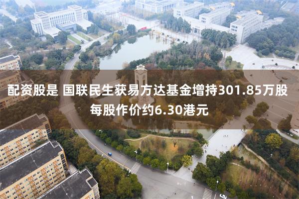 配资股是 国联民生获易方达基金增持301.85万股 每股作价约6.30港元