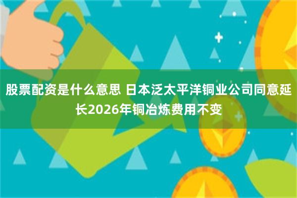 股票配资是什么意思 日本泛太平洋铜业公司同意延长2026年铜冶炼费用不变