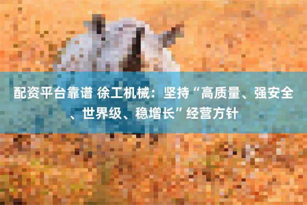配资平台靠谱 徐工机械：坚持“高质量、强安全、世界级、稳增长”经营方针