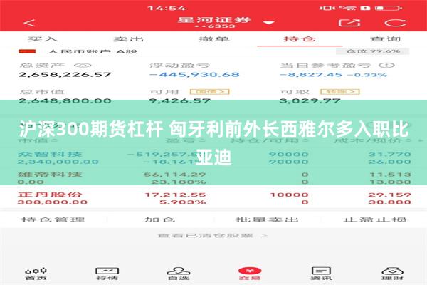 沪深300期货杠杆 匈牙利前外长西雅尔多入职比亚迪