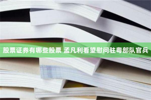 股票证券有哪些股票 孟凡利看望慰问驻粤部队官兵