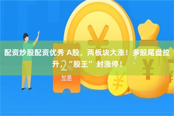 配资炒股配资优秀 A股，两板块大涨！多股尾盘拉升，“股王” 封涨停！