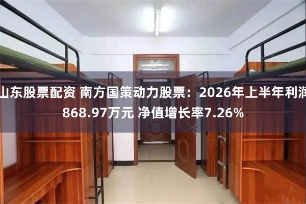 山东股票配资 南方国策动力股票：2026年上半年利润868.97万元 净值增长率7.26%